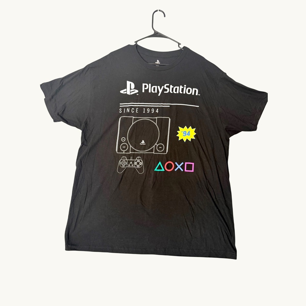 PlayStation T Shirt Mens 2XL Black Graphic Console Controller Since 1994 Cotton